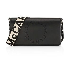 Stella McCartney Black Vegan Nappa Logo Crossbody Wallet
